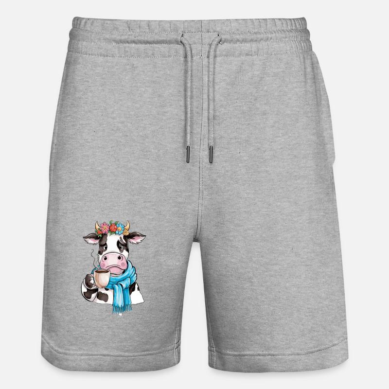 Vache café - Short de jogging bio TRAINER Stanley/Stella unisexe - gris chiné
