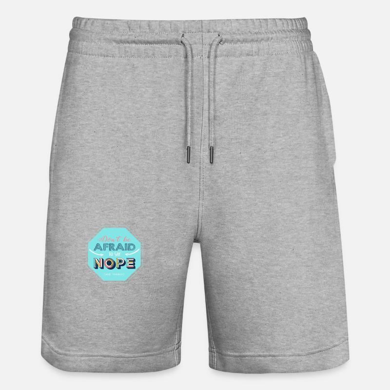 Nope design - Stanley/Stella Trainer Unisex Organic Jogging Shorts - heather grey