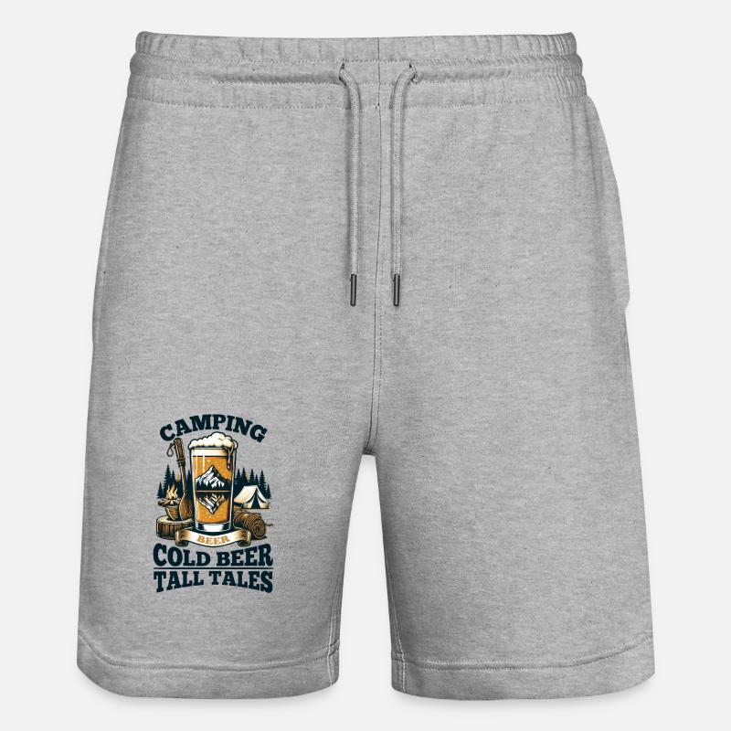 Camping: Kaltes Bier, Märchen! - Stanley/Stella Unisex Bio Joggingshorts Trainer  - Grau meliert