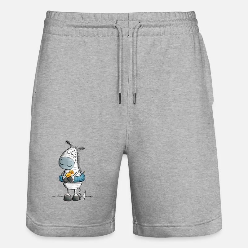 Zebra Summer Beach Float - Stanley/Stella Trainer Unisex Organic Jogging Shorts - heather grey