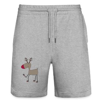 Renne pour Noël - Short de jogging bio TRAINER Stanley/Stella unisexe - gris chiné - Devant - Nik (191cm) & Marisol (170cm)