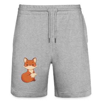 Fox - Stanley/Stella Trainer Unisex Organic Jogging Shorts - heather grey - Front - Nik (191cm) & Marisol (170cm)