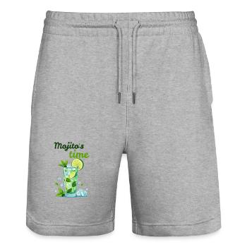 Mojito Cocktail von Helfspawn - Stanley/Stella Unisex Bio Joggingshorts Trainer  - Grau meliert - Vorne - Nik (191cm) & Marisol (170cm)