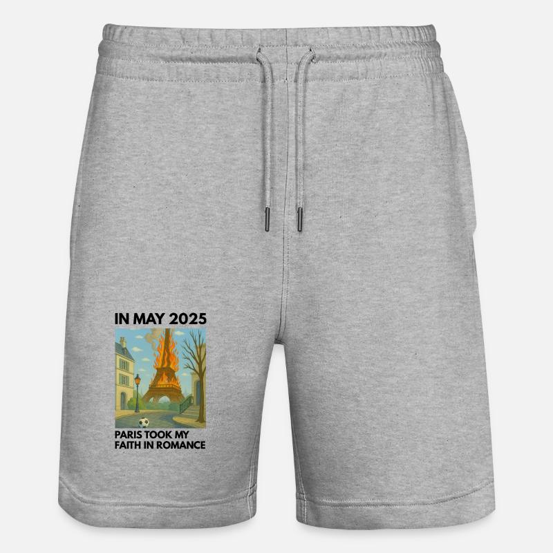 Eiffelturm on Fire - Stanley/Stella Unisex Bio Joggingshorts Trainer  - Grau meliert