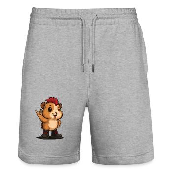 Punk Rock Meerschweinchen - Stanley/Stella Unisex Bio Joggingshorts Trainer  - Grau meliert - Vorne - Nik (191cm) & Marisol (170cm)