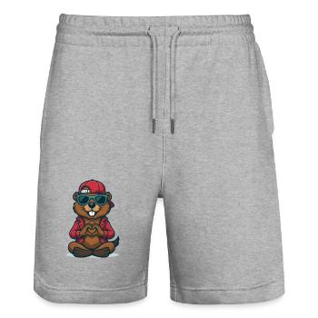 Cooler Herz-Biber - Stanley/Stella Unisex Bio Joggingshorts Trainer  - Grau meliert - Vorne - Nik (191cm) & Marisol (170cm)