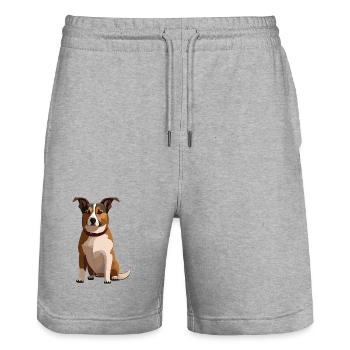 Jack Russell Terrier Breeds in Geometric Style - Stanley/Stella Trainer Unisex Organic Jogging Shorts - heather grey - Front - Nik (191cm) & Marisol (170cm)