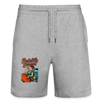 Rockabilly Forever Cerises Femme Cadeau des Années 50 - Short de jogging bio TRAINER Stanley/Stella unisexe - gris chiné - Devant - Nik (191cm) & Marisol (170cm)