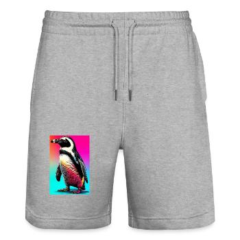 pingouin - Short de jogging bio TRAINER Stanley/Stella unisexe - gris chiné - Devant - Nik (191cm) & Marisol (170cm)