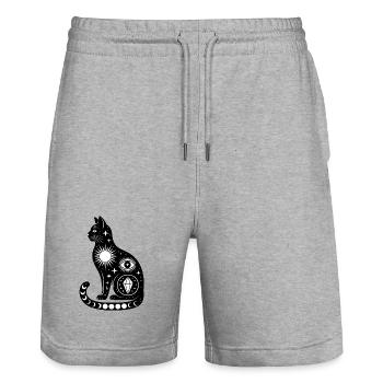 Cosmic Cat - Cool Astonomy Logo - Stanley/Stella Unisex Bio Joggingshorts Trainer  - Grau meliert - Vorne - Nik (191cm) & Marisol (170cm)