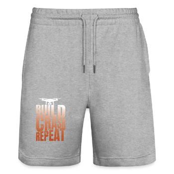 Drohne Build Crash Repeat Drone Pilot - Stanley/Stella Trainer Unisex Organic Jogging Shorts - heather grey - Front - Nik (191cm) & Marisol (170cm)