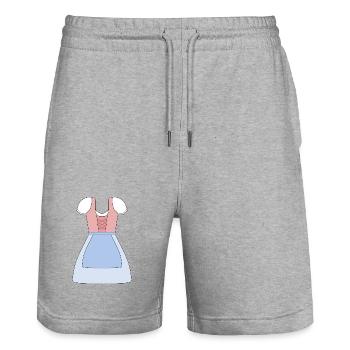 Traditionelles bayerisches Dirndl Design - Stanley/Stella Unisex Bio Joggingshorts Trainer  - Grau meliert - Vorne - Nik (191cm) & Marisol (170cm)