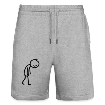 Strichmännchen Traurig Strichmann Strichzeichnung - Stanley/Stella Unisex Bio Joggingshorts Trainer  - Grau meliert - Vorne - Nik (191cm) & Marisol (170cm)