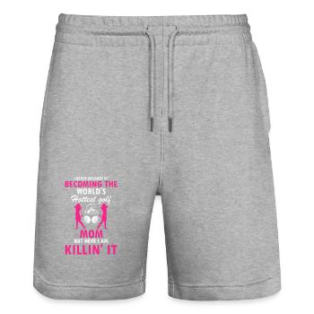 Maman de golf la plus chaude de tous les temps Drôle Rose Confiant Dictons - Short de jogging bio TRAINER Stanley/Stella unisexe - gris chiné - Devant - Nik (191cm) & Marisol (170cm)
