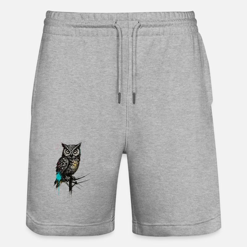 NightOwl avec des éclaboussures de peinture - Short de jogging bio TRAINER Stanley/Stella unisexe - gris chiné