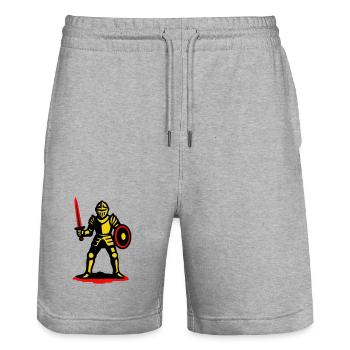 Gelber Ritter mit rotem Schwert - Stanley/Stella Unisex Bio Joggingshorts Trainer  - Grau meliert - Vorne - Nik (191cm) & Marisol (170cm)