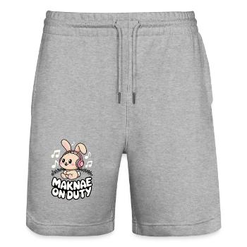 K-Pop Fan Funny Korea Maknae - Stanley/Stella Trainer Unisex Organic Jogging Shorts - heather grey - Front - Nik (191cm) & Marisol (170cm)