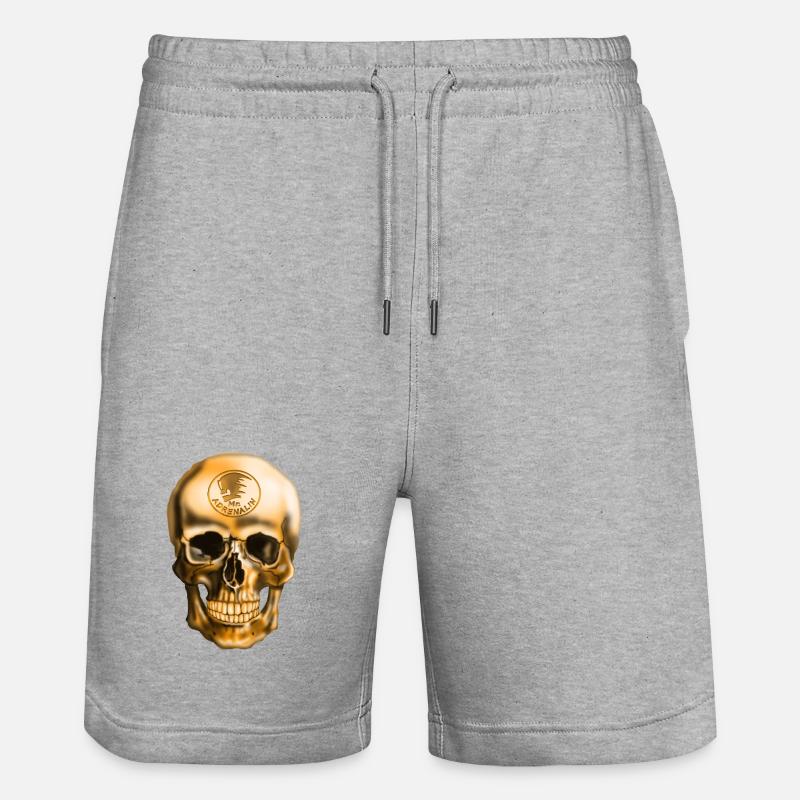 Schädel mit Adrenalin Emblem - Stanley/Stella Unisex Bio Joggingshorts Trainer  - Grau meliert
