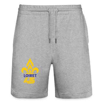 Fleur de Lys Loiret 45 - Stanley/Stella Trainer Unisex Organic Jogging Shorts - heather grey - Front - Nik (191cm) & Marisol (170cm)