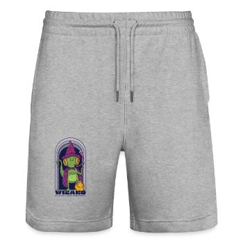 Wizard Lizadr Reptile Weird Cartoon - Stanley/Stella Trainer Unisex Organic Jogging Shorts - heather grey - Front - Nik (191cm) & Marisol (170cm)