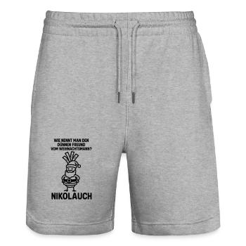 nikolauch Weihnachtsmann witz witzig  - Stanley/Stella Unisex Bio Joggingshorts Trainer  - Grau meliert - Vorne - Nik (191cm) & Marisol (170cm)