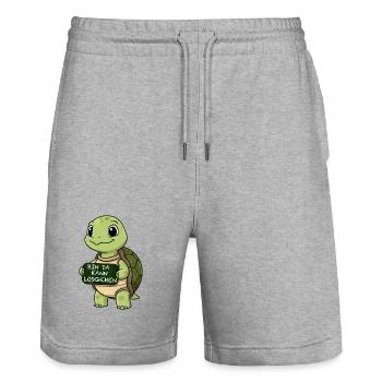 Cute turtle with funny starting phrase - Stanley/Stella Trainer Unisex Organic Jogging Shorts - heather grey - Front - Nik (191cm) & Marisol (170cm)