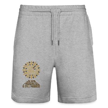 Slow Progress Rocket Snail - Stanley/Stella Trainer Unisex Organic Jogging Shorts - heather grey - Front - Nik (191cm) & Marisol (170cm)