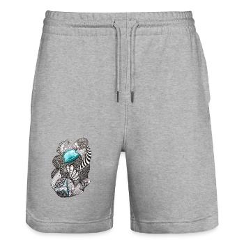 Motifs d’encre océanique - Short de jogging bio TRAINER Stanley/Stella unisexe - gris chiné - Devant - Nik (191cm) & Marisol (170cm)