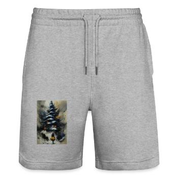 Winter path under the tree - Stanley/Stella Trainer Unisex Organic Jogging Shorts - heather grey - Front - Nik (191cm) & Marisol (170cm)