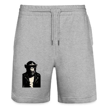 Monkey Rebel Lederjacke - Stanley/Stella Unisex Bio Joggingshorts Trainer  - Grau meliert - Vorne - Nik (191cm) & Marisol (170cm)