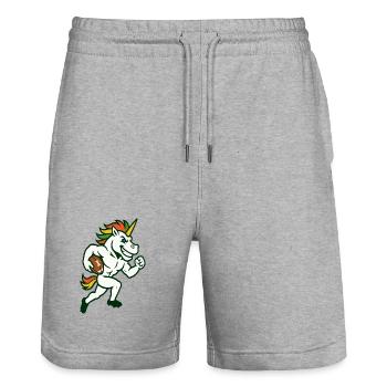 Unicorn Football Runner Maskottchen Power Design - Stanley/Stella Unisex Bio Joggingshorts Trainer  - Grau meliert - Vorne - Nik (191cm) & Marisol (170cm)