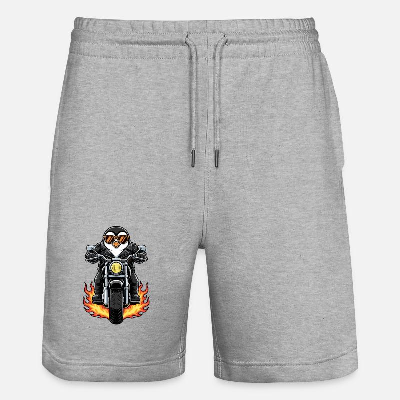 Cool Biker Penguin Motorcycle Flames - Short de jogging bio TRAINER Stanley/Stella unisexe - gris chiné