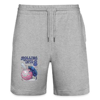 Rolling Into 8 Disco-Mistkäfer - Stanley/Stella Unisex Bio Joggingshorts Trainer  - Grau meliert - Vorne - Nik (191cm) & Marisol (170cm)