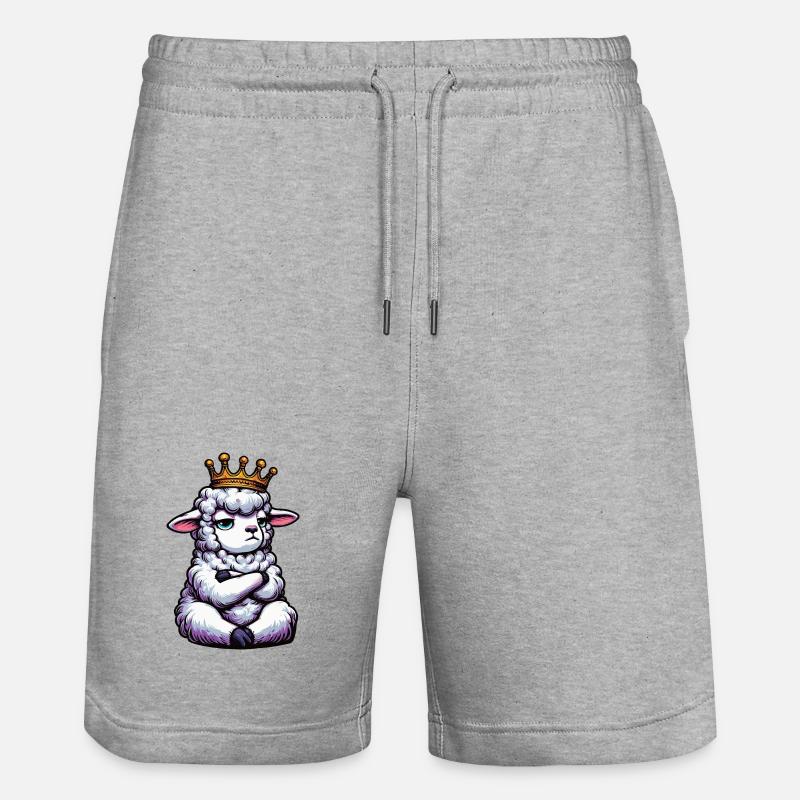 Schaf Schafe Schäfer Schafhalter Schafbock - Stanley/Stella Unisex Bio Joggingshorts Trainer  - Grau meliert