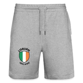 Lisburn Flag of Ireland Shield - Stanley/Stella Trainer Unisex Organic Jogging Shorts - heather grey - Front - Nik (191cm) & Marisol (170cm)