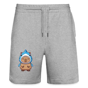 Costume de cochon d’Inde Hamster Capybara mignon Samba - Short de jogging bio TRAINER Stanley/Stella unisexe - gris chiné - Devant - Nik (191cm) & Marisol (170cm)