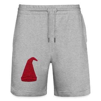 Gnome hat in embroidered look (printed) - Stanley/Stella Trainer Unisex Organic Jogging Shorts - heather grey - Front - Nik (191cm) & Marisol (170cm)