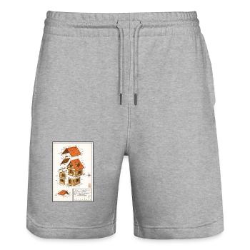 Maison colombages Alsacienne plan architecte  - Short de jogging bio TRAINER Stanley/Stella unisexe - gris chiné - Devant - Nik (191cm) & Marisol (170cm)