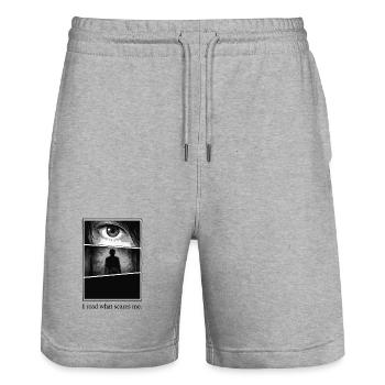 I read what scares me – Manga Horror Motiv - Stanley/Stella Trainer Unisex Organic Jogging Shorts - heather grey - Front - Nik (191cm) & Marisol (170cm)