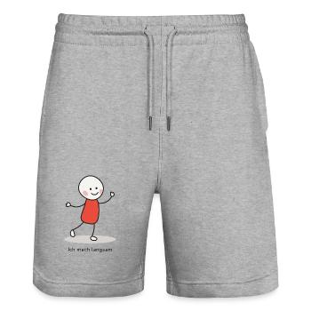 Ich mach langsam – Minimalistischer Charakter - Stanley/Stella Unisex Bio Joggingshorts Trainer  - Grau meliert - Vorne - Nik (191cm) & Marisol (170cm)
