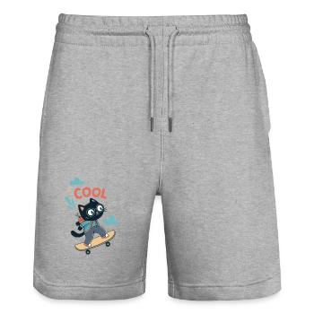 Skater Cat - Stanley/Stella Unisex Bio Joggingshorts Trainer  - Grau meliert - Vorne - Nik (191cm) & Marisol (170cm)