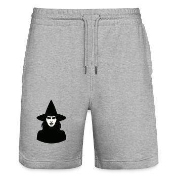 Witch with hat - Stanley/Stella Trainer Unisex Organic Jogging Shorts - heather grey - Front - Nik (191cm) & Marisol (170cm)