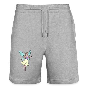 Cute Fairy in Pastel Flight - Stanley/Stella Trainer Unisex Organic Jogging Shorts - heather grey - Front - Nik (191cm) & Marisol (170cm)