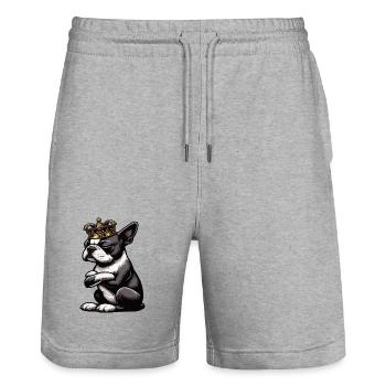 Boston Terrier Boston terrier besitzer Bostie  - Stanley/Stella Unisex Bio Joggingshorts Trainer  - Grau meliert - Vorne - Nik (191cm) & Marisol (170cm)