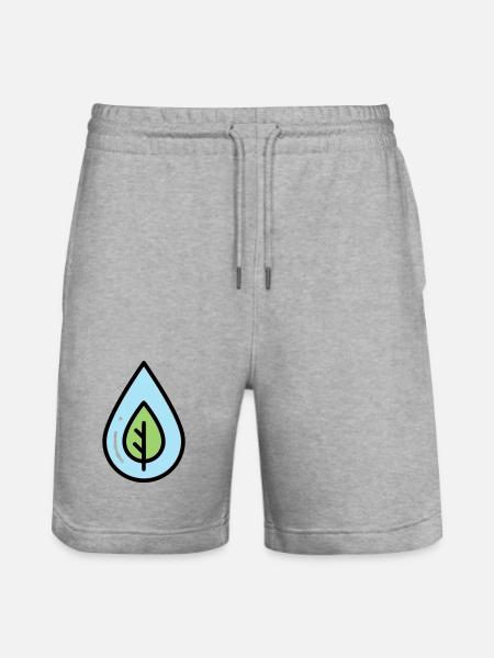 Wassertropfen Blatt Öko - Stanley/Stella Unisex Bio Joggingshorts Trainer  - Grau meliert