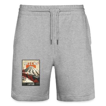 Winter Paradise in Niseko Japan Vintage Travel Art - Stanley/Stella Trainer Unisex Organic Jogging Shorts - heather grey - Front - Nik (191cm) & Marisol (170cm)