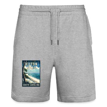 Entdecken Sie den Charme von Hilton Head in South Carolin - Stanley/Stella Unisex Bio Joggingshorts Trainer  - Grau meliert - Vorne - Nik (191cm) & Marisol (170cm)