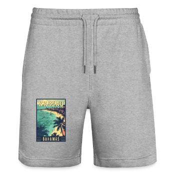 Explorez les Bahamas et Nassau - Paradis tropical - Short de jogging bio TRAINER Stanley/Stella unisexe - gris chiné - Devant - Nik (191cm) & Marisol (170cm)