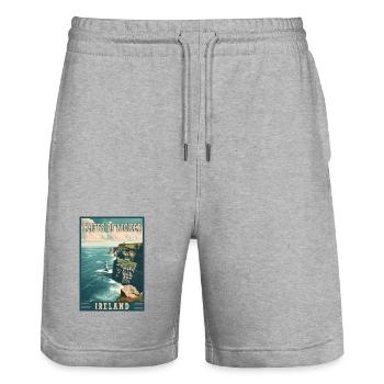 Explorez les falaises de Moher en Irlande - Short de jogging bio TRAINER Stanley/Stella unisexe - gris chiné - Devant - Nik (191cm) & Marisol (170cm)