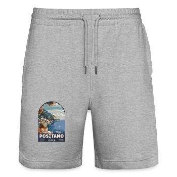 Découvrez Positano en Italie Paradis méditerranéen - Short de jogging bio TRAINER Stanley/Stella unisexe - gris chiné - Devant - Nik (191cm) & Marisol (170cm)